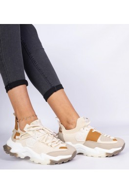Smėlio Spalvos Sneakers Stiliaus Moteriški Su skarpetkową Auliuku Milada