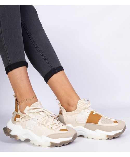 Milada smėlio spalvos moteriški sportbačiai su kojinėmis