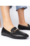 Juodi elegantiški mokasinai su aukso puošmenomis ir cirkonais Kalisa