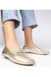 Auksiniai elegantiški mokasinai su auksiniais papuošimais ir cirkonais Kalisa