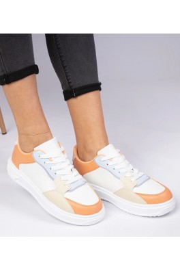 Balti-Oranžinės spalvos Sportinio stiliaus Sneakers Stiliaus Su ekoskóry Lavilia