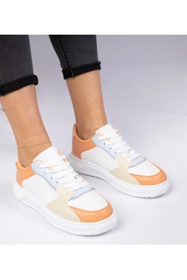 Balti-Oranžinės spalvos Sportinio stiliaus Sneakers Stiliaus Su ekoskóry Lavilia