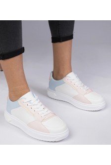 Balti-Rožinės Spalvos Sportinio stiliaus Sneakers Stiliaus Su ekoskóry Lavilia