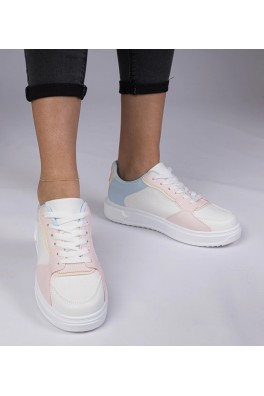 Balti-Rožinės Spalvos Sportinio stiliaus Sneakers Stiliaus Su ekoskóry Lavilia