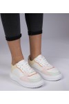 Balti-Geltonos Spalvos Sportinio stiliaus Sneakers Stiliaus Su ekoskóry Lavilia