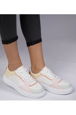 Balti-Geltonos Spalvos Sportinio stiliaus Sneakers Stiliaus Su ekoskóry Lavilia