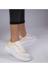 Balti-Geltonos Spalvos Sportinio stiliaus Sneakers Stiliaus Su ekoskóry Lavilia