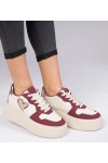 Bordowe Sneakers Stiliaus Moteriški Su brokatowym serduszkiem Laira
