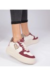 Bordowe Sneakers Stiliaus Moteriški Su brokatowym serduszkiem Laira