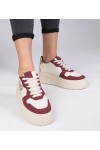 Bordowe Sneakers Stiliaus Moteriški Su brokatowym serduszkiem Laira