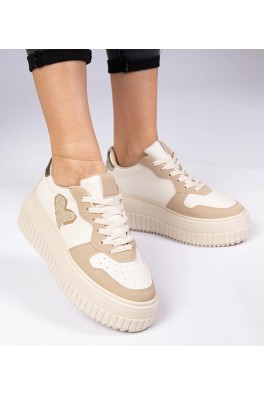 Rudos Spalvos Sneakers Stiliaus Moteriški Su brokatowym serduszkiem Laira