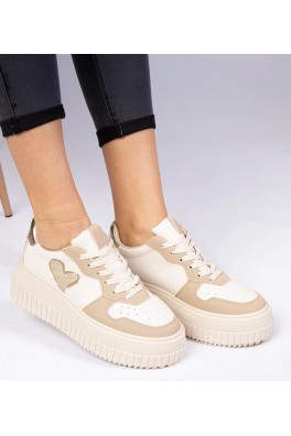 Rudos Spalvos Sneakers Stiliaus Moteriški Su brokatowym serduszkiem Laira