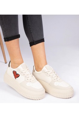 Smėlio Spalvos Sneakers Stiliaus Moteriški Su brokatowym serduszkiem Laira