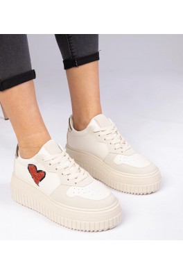 Smėlio Spalvos Sneakers Stiliaus Moteriški Su brokatowym serduszkiem Laira