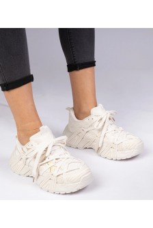 Smėlio Spalvos Sneakers Stiliaus Ant Masyvaus Pado Telda