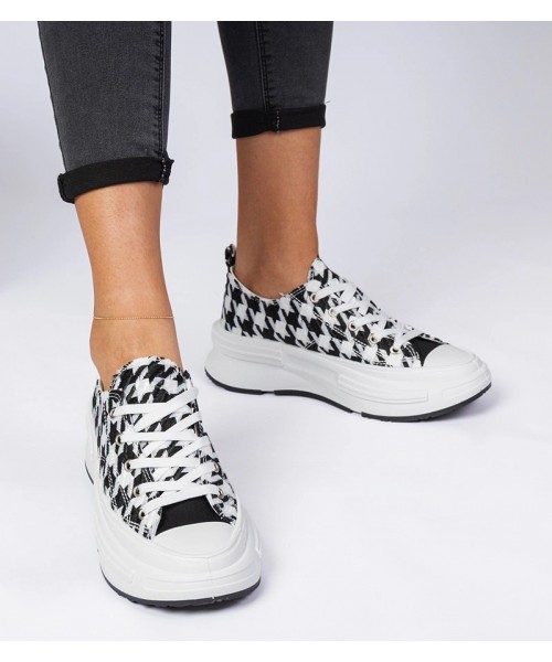 Juodai balti moteriški "Katerin" medžiaginiai bateliai