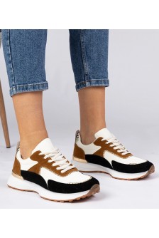 Balti-Juodi Sneakers Stiliaus Moteriški Su Blizgučiais Elizar