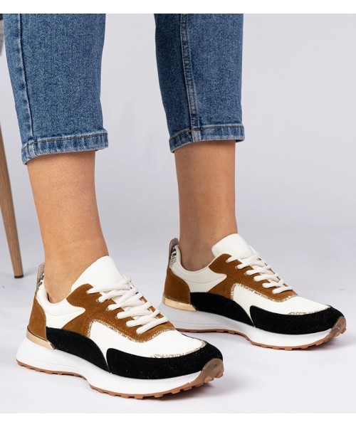 Balti-Juodi Sneakers Stiliaus Moteriški Su Blizgučiais Elizar