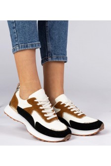 Balti-Juodi Sneakers Stiliaus Moteriški Su Blizgučiais Elizar