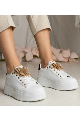 Balti-Juodi Sneakers Stiliaus papuošti motylkiem Su Kūbiniais Cirkoniais Kariba