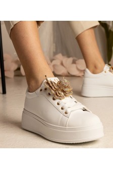 Balti Sneakers Stiliaus papuošti motylkiem Su Kūbiniais Cirkoniais Kariba