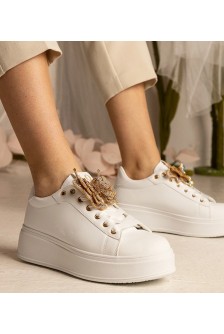 Balti Sneakers Stiliaus papuošti motylkiem Su Kūbiniais Cirkoniais Kariba