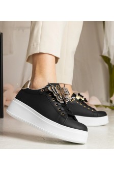 Juodi Sneakers Stiliaus papuošti motylkiem Su Kūbiniais Cirkoniais Kariba