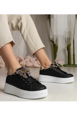 Juodi Sneakers Stiliaus papuošti motylkiem Su Kūbiniais Cirkoniais Kariba