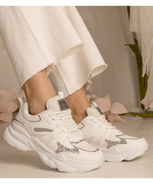 Balti Sneakers Stiliaus Moteriški Sportinio stiliaus Su Blizgučiais Maleda