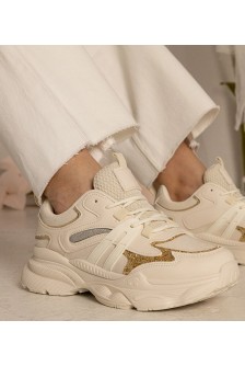 Smėlio Spalvos Sneakers Stiliaus Moteriški Sportinio stiliaus Su Blizgučiais Maleda