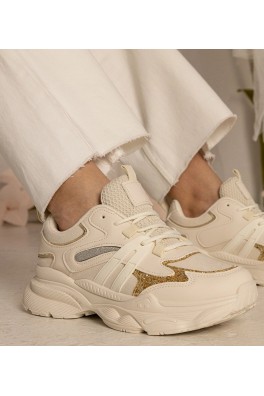 Smėlio Spalvos Sneakers Stiliaus Moteriški Sportinio stiliaus Su Blizgučiais Maleda