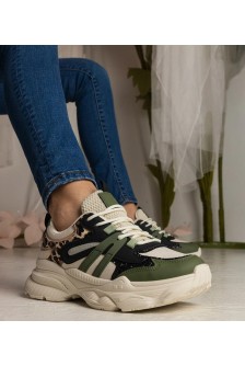 Žalios Spalvos Sneakers Stiliaus Moteriški Sportinio stiliaus Su Blizgučiais Maleda