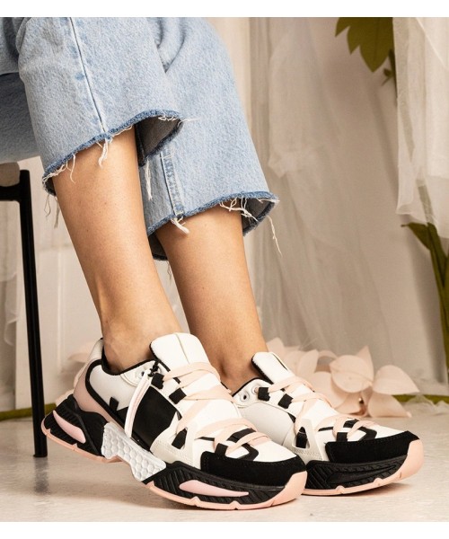 Rožinės Spalvos Sneakers Stiliaus Moteriški Ant Masyvaus Pado Balika