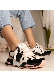 Rožinės Spalvos Sneakers Stiliaus Moteriški Ant Masyvaus Pado Balika