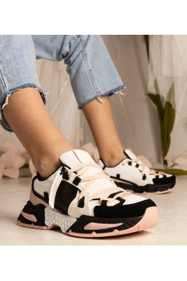 Rožinės Spalvos Sneakers Stiliaus Moteriški Ant Masyvaus Pado Balika