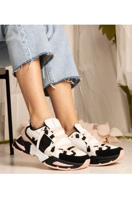 Rožinės Spalvos Sneakers Stiliaus Moteriški Ant Masyvaus Pado Balika