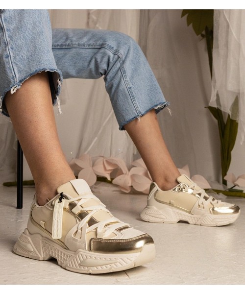 Smėlio spalvos moteriški sportbačiai ant tvirto Balika pado