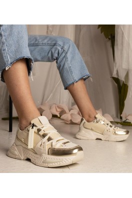 Smėlio Spalvos Sneakers Stiliaus Moteriški Ant Masyvaus Pado Balika
