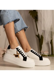 Balti-Juodi Sneakers Stiliaus papuošti Blizgučiais i gwiazdką Taleda