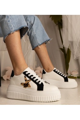 Balti-Juodi Sneakers Stiliaus papuošti Blizgučiais i gwiazdką Taleda