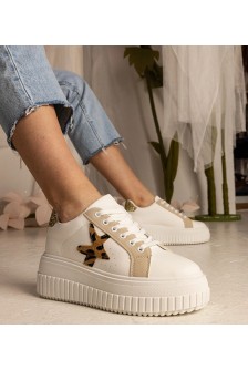 Balti-Smėlio Spalvos Sneakers Stiliaus papuošti Blizgučiais i gwiazdką Taleda