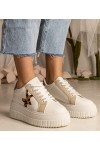 Balti-Smėlio Spalvos Sneakers Stiliaus papuošti Blizgučiais i gwiazdką Taleda Balti-Smėlio Spalvos Sneakers Stiliaus papuošti Blizgučiais i gwiazdką Taleda