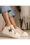 Balti-Smėlio Spalvos Sneakers Stiliaus papuošti Blizgučiais i gwiazdką Taleda Balti-Smėlio Spalvos Sneakers Stiliaus papuošti Blizgučiais i gwiazdką Taleda