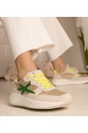 Smėlio Spalvos Sneakers Stiliaus Moteriški Sportinio stiliaus Su Blizgučiais Kaletti