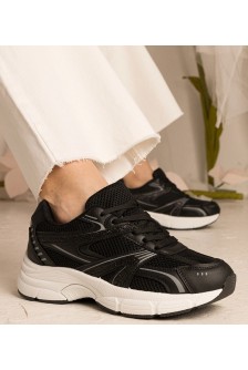 Juodi Sneakers Stiliaus Moteriški Sportinio stiliaus Su Blizgučiais Bakari