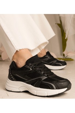 Juodi Sneakers Stiliaus Moteriški Sportinio stiliaus Su Blizgučiais Bakari
