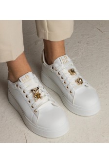 Balti-Auksiniai Sneakers Stiliaus Moteriški papuošti kamieniami Sarena
