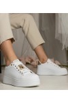 Balti-Auksiniai Sneakers Stiliaus Moteriški papuošti kamieniami Sarena Balti-Auksiniai Sneakers Stiliaus Moteriški papuošti kamieniami Sarena