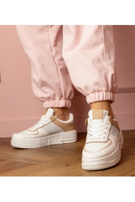 Balti-Smėlio Spalvos Sneakers Stiliaus Sportinio stiliaus Ant platfotmie Fiones