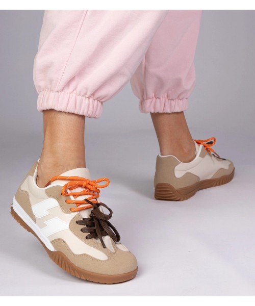 Smėlio spalvos sportbačiai su spalvotais raišteliais Bekki